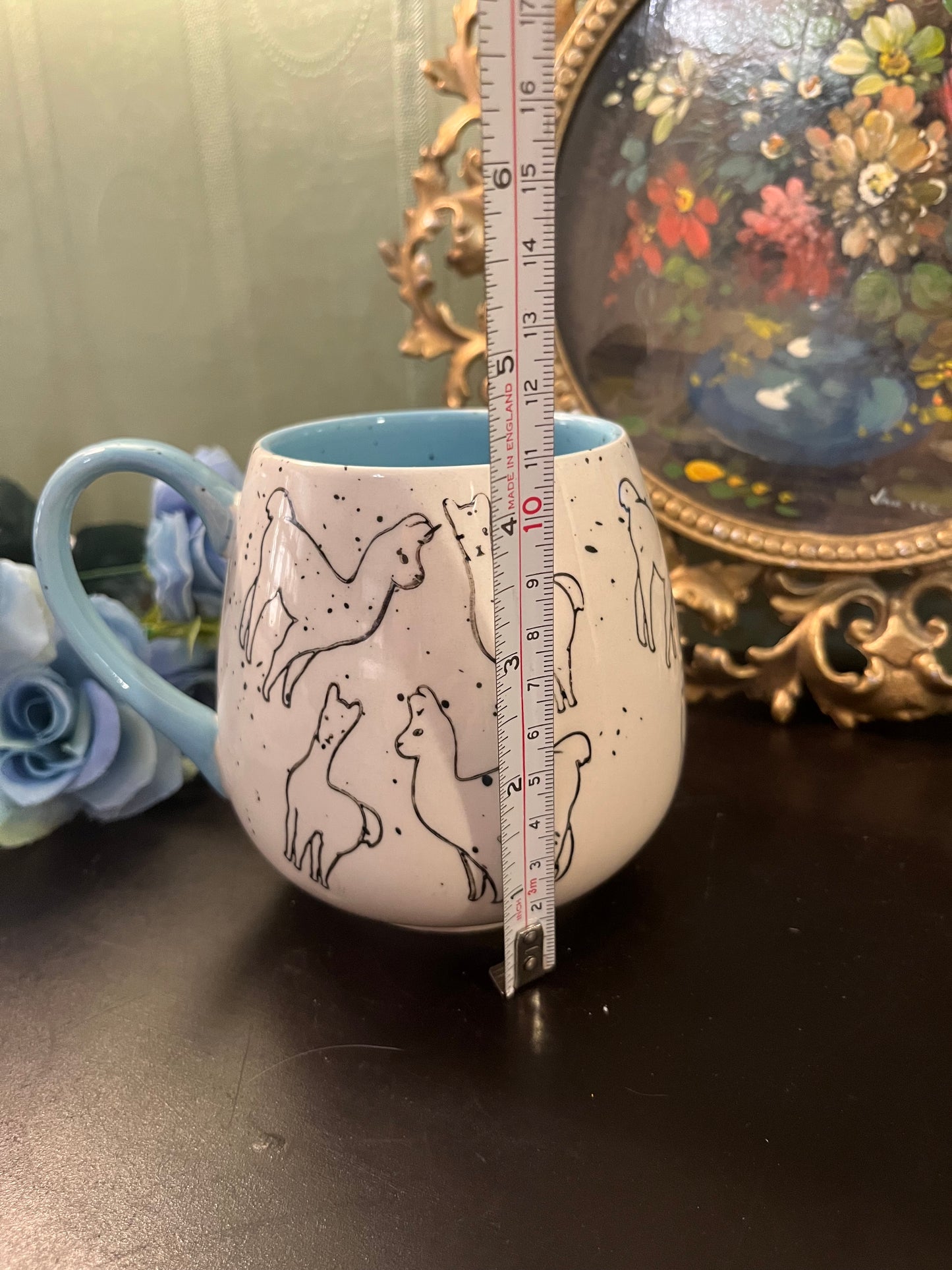 Blue Llama Speckled Ceramic Mug