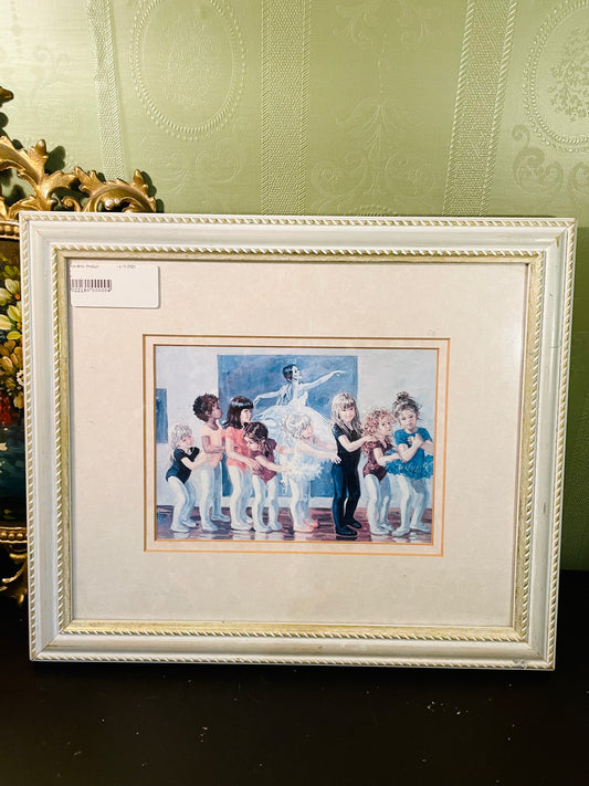 Framed Ballet Dancers Watercolor Wall Art 16 Inch