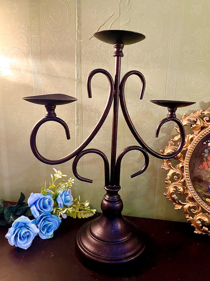 Three Arm Metal Candelabra Candle Holder Stand