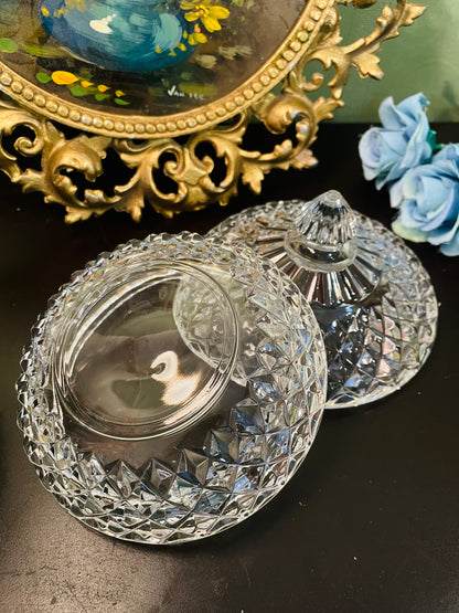 Vintage Crystal Glass Lidded Candy Dish