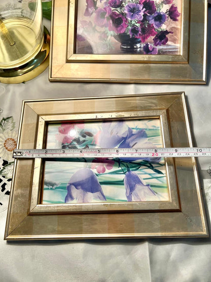 2-Piece Floral Framed Print Set Purple Flowers Approx. 27cm Wide