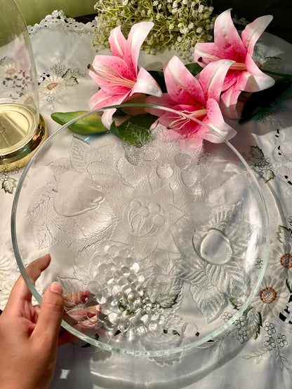Extra Large Pressed Crystal Fruit Serving Bowl 31 cm