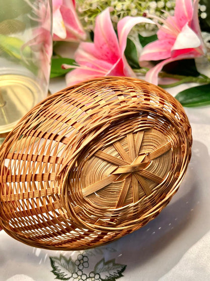 Vintage Round Woven Serving Basket Approx. 22 cm