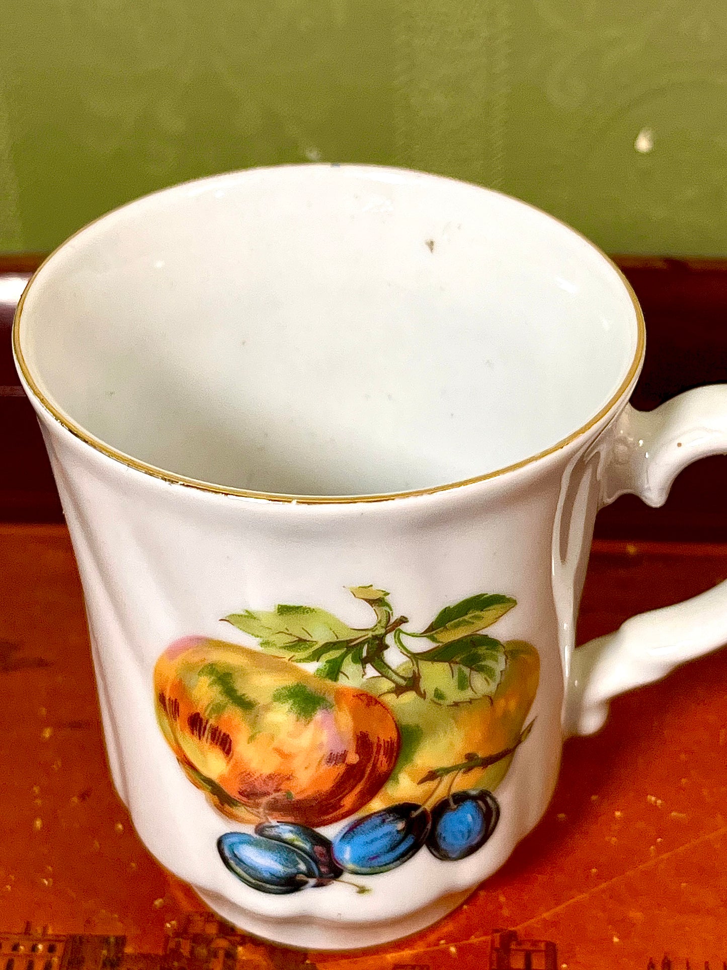 Vintage Royal Dux Bohemia Czechoslovakia Fruit Design Porcelain Mug