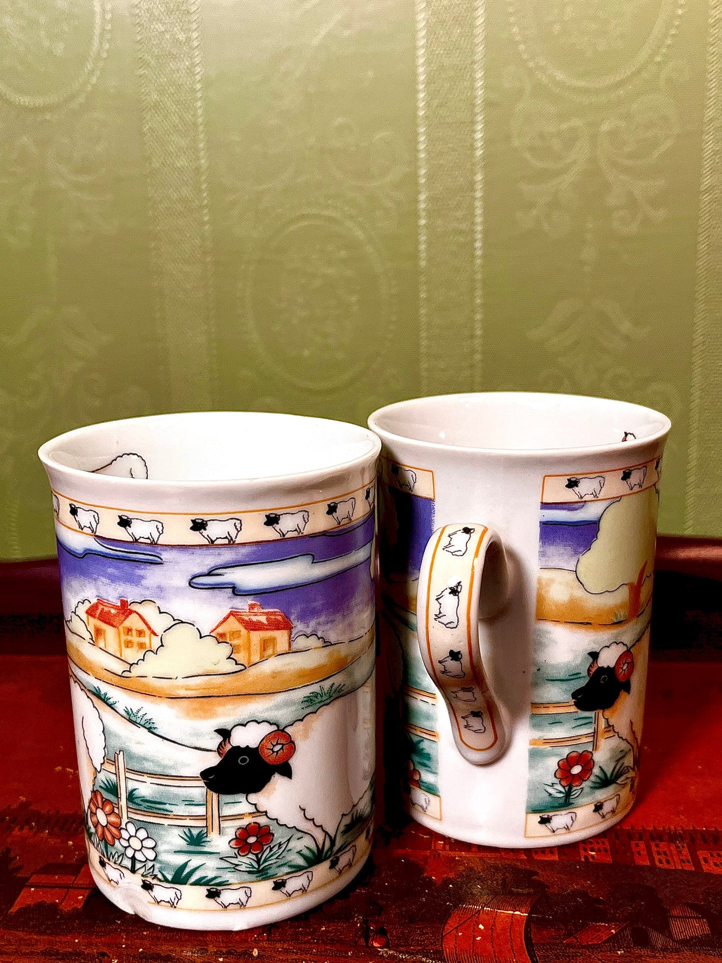 Home Sweet Home Sheep Countryside Mugs Set of 2 10cm