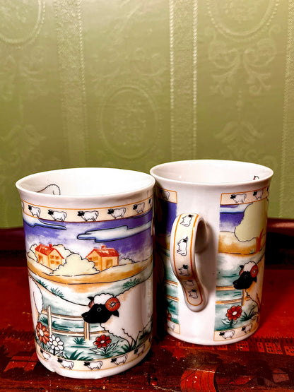 Home Sweet Home Sheep Countryside Mugs Set of 2 10cm