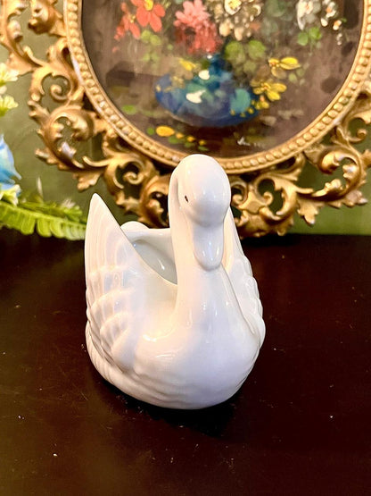 White Swan Ceramic Planter