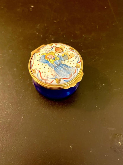 Vintage Blue Porcelain Trinket Box with Lid