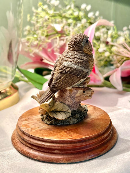 Bird on Branch Figurine with Wooden Base 10cm - 1 Piece
