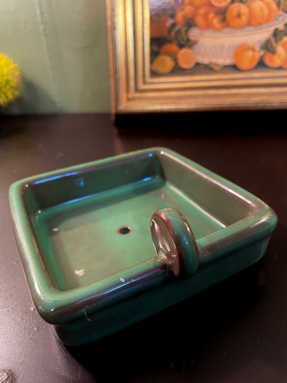 Green Ceramic Bonsai Pot with Drainage Hole 5 Inch