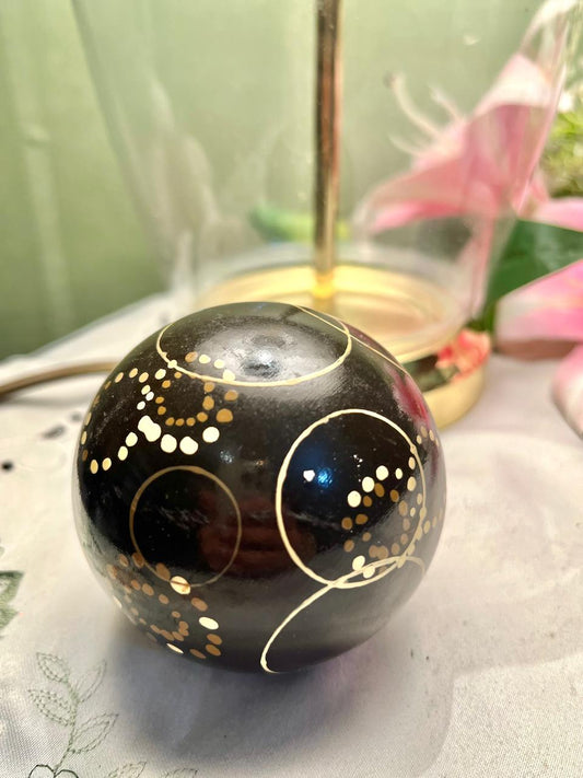 Vintage Black & Gold Round Decorative Vessel 8 cm