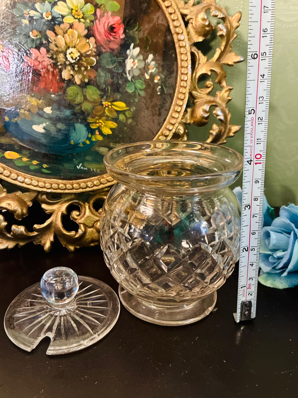 Vintage Clear Cut Crystal Lidded Sugar Jar