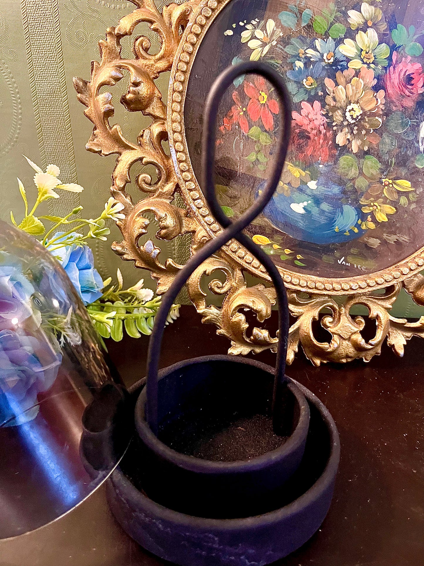 Black Metal & Smoked Glass Hanging Tealight Lantern