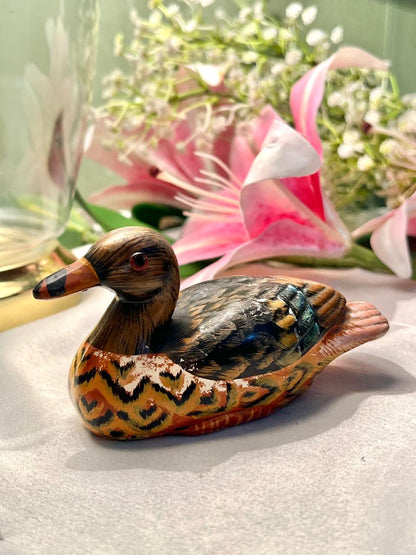 Brown Duck Figurine Painted Feather Detail 10cm - 1 Piece