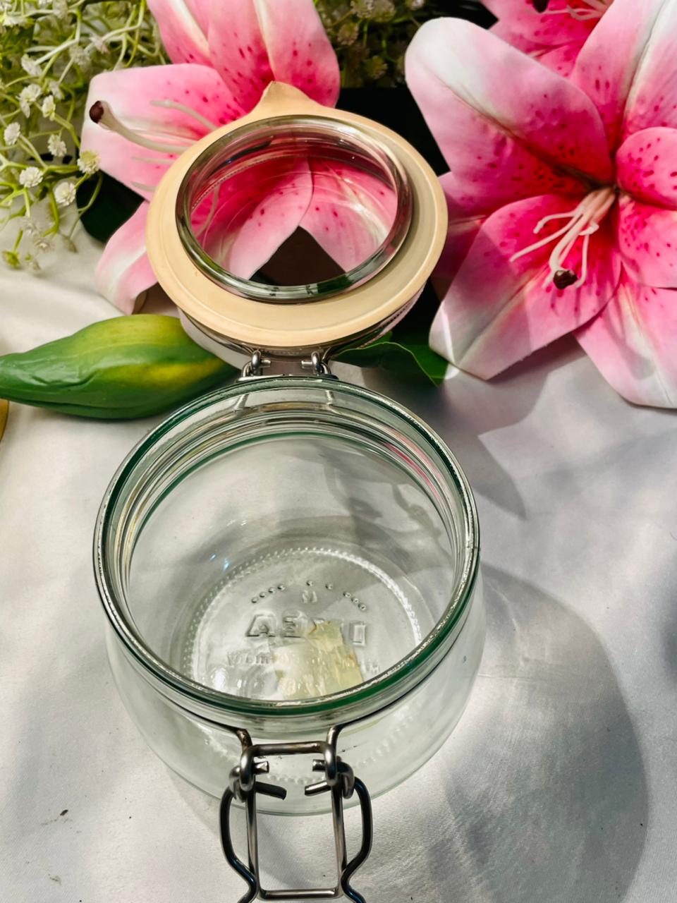 Vintage Clear Crystal Clip-Top Storage Jar 4 in