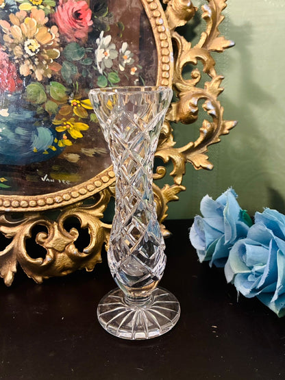 Vintage Clear Cut Crystal Bud Vase