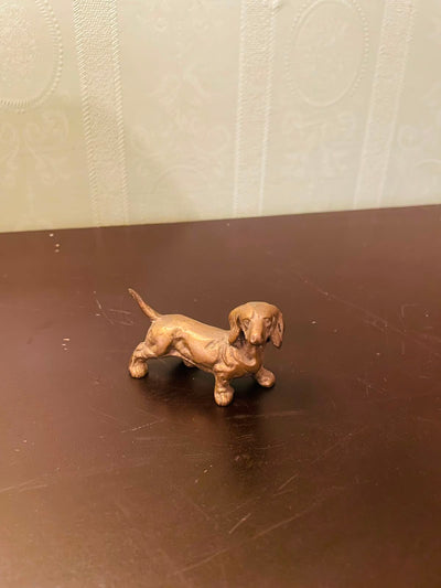 Vintage Brass Dachshund Figurine Mini Dog Statue