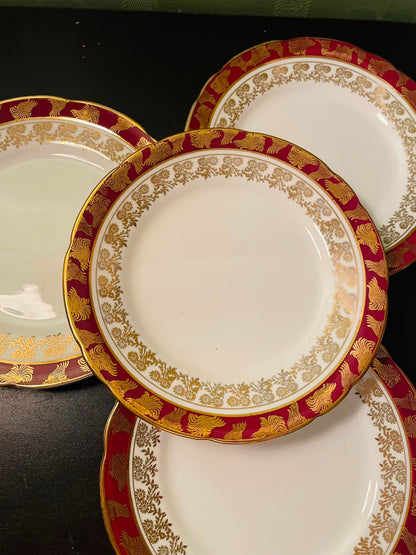 Royal Standard Red Gold Bone China Side Plates Set of 4