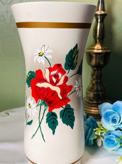 Leigh Made in England Red Rose Floral Large Vase 26 cm