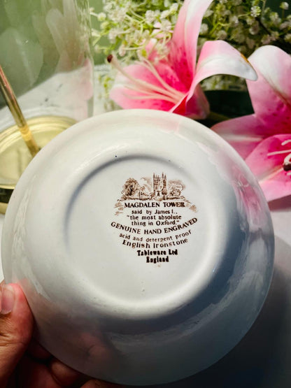 Vintage English Ironstone “Magdalen Tower” Transferware Bowl – 16 cm