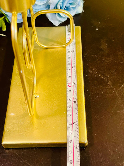 Modern Gold Double Candle Holder with Marble Base 20cm