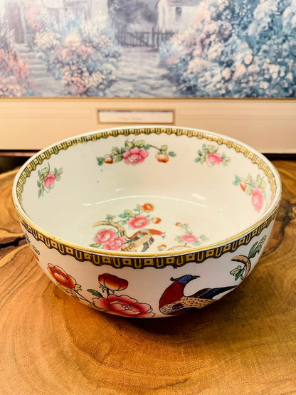 Vintage F. Winkle Pheasant Large Bowl | English Semi Porcelain