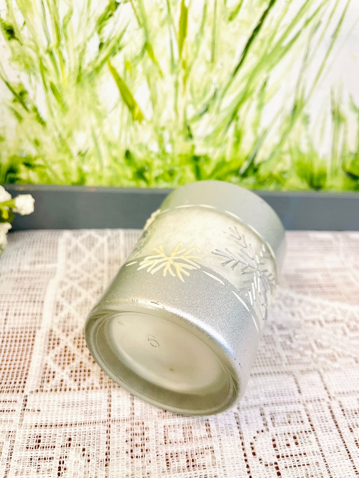 Silver Snowflake Jar Candle Winter Decor