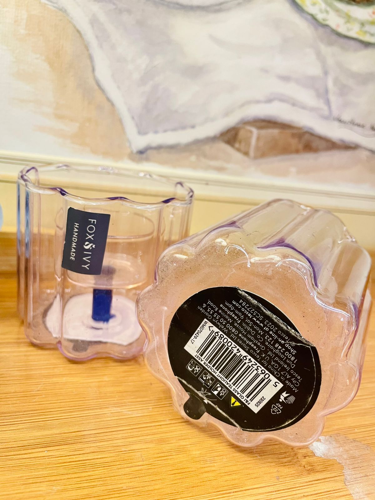 Fox & Ivy Handmade Purple Glass Candle Holders – Elegant Décor Set