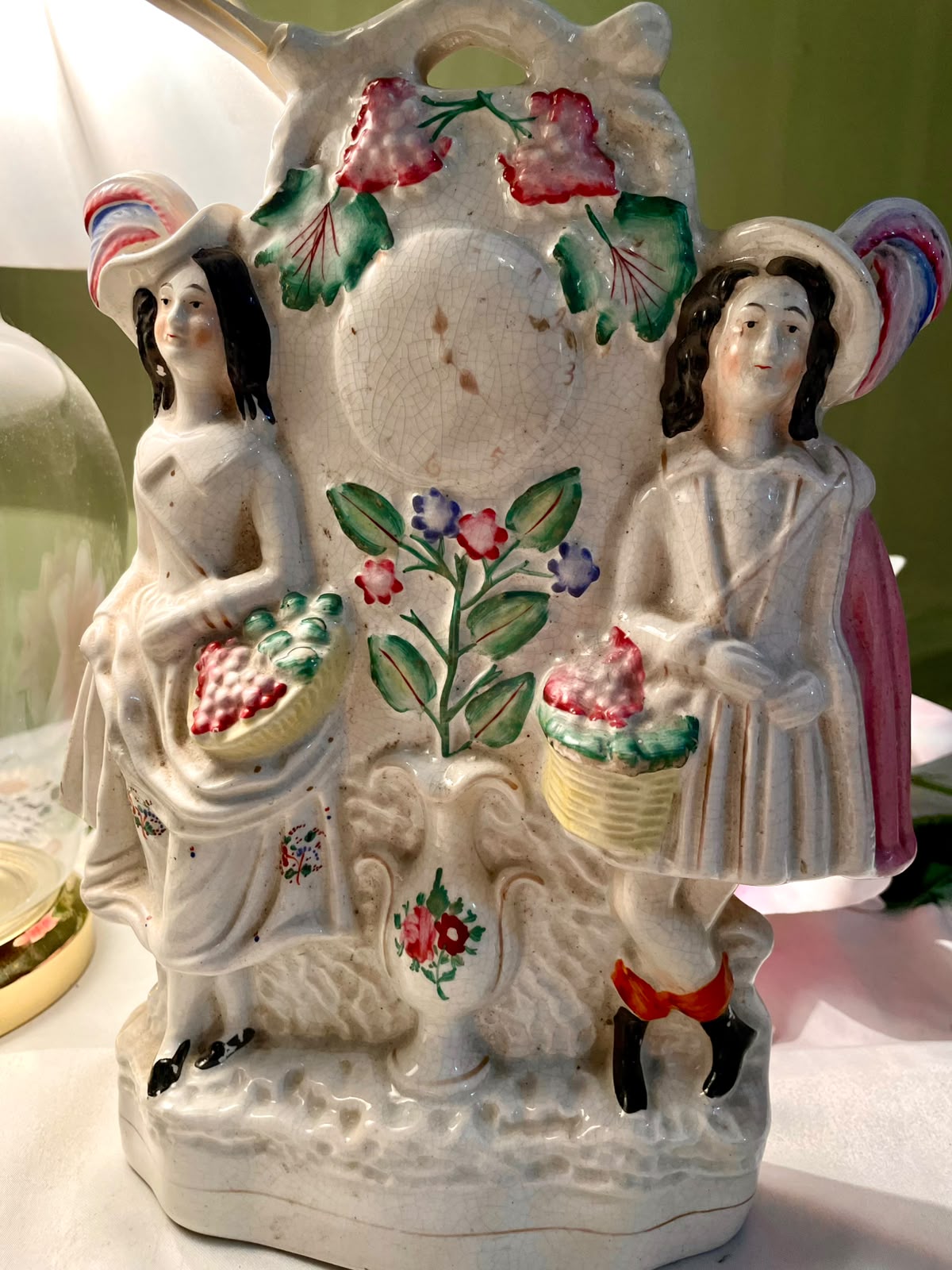 Vintage Figural Floral Ceramic Vase 30 cm