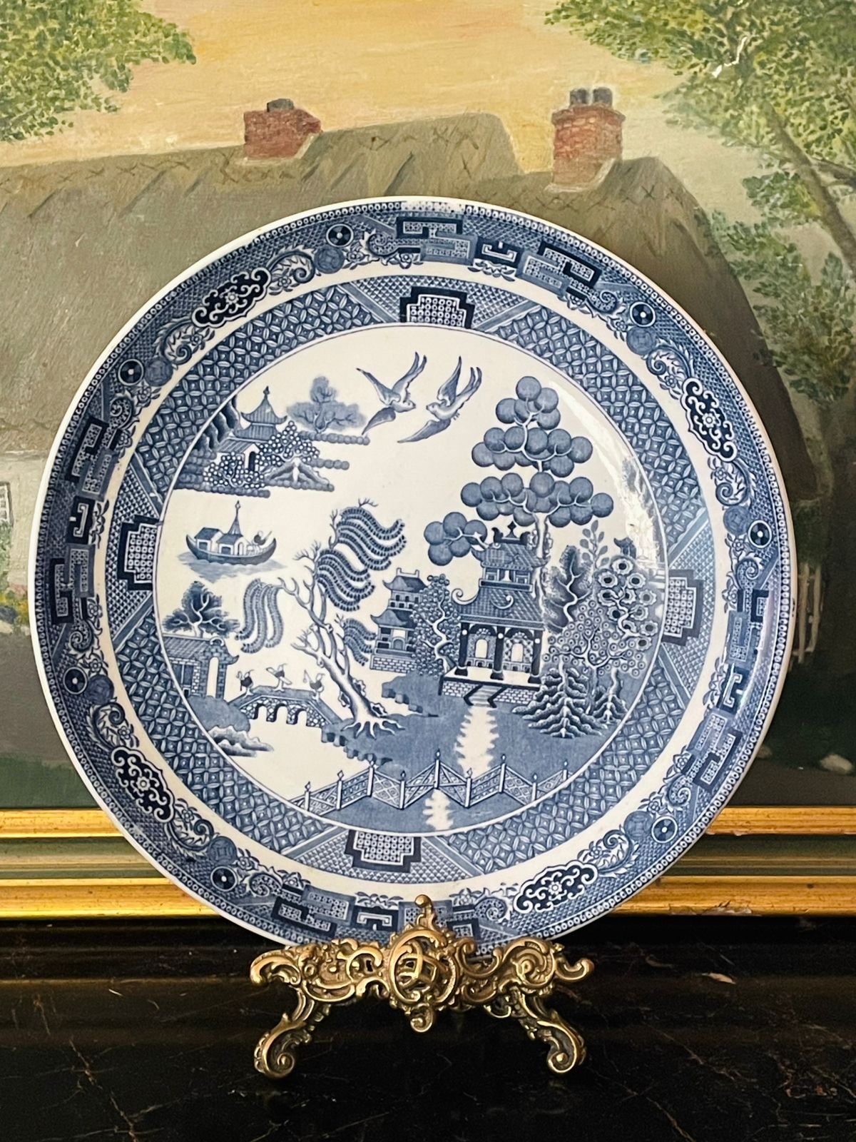 Wedgwood Blue Pottery Plate by Mellow of Etruria – 9.5 Inch Vintage Collectible from England