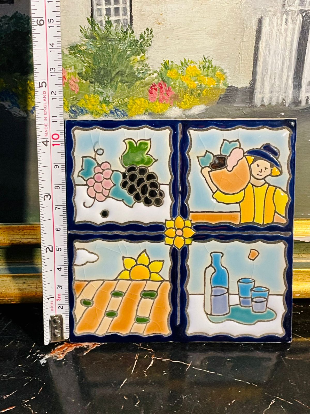 Hand-Painted Spanish Ceramic Wall Tile — Wall Decor