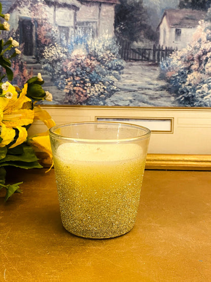Gold Glitter Glass Candle – Elegant Festive Home Décor