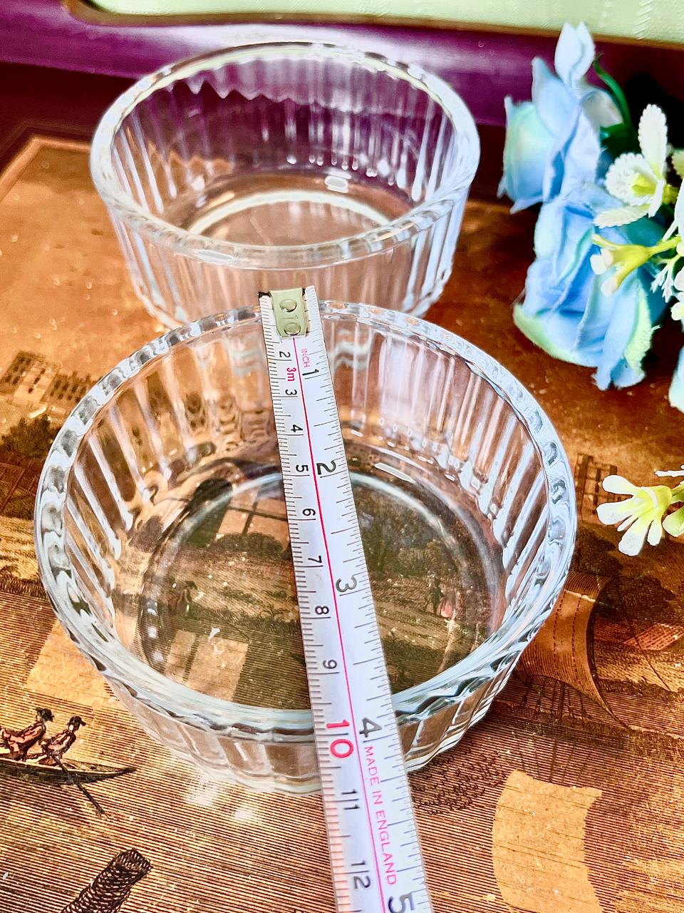 Pyrex Set of 2 Clear Ribbed Glass Ramekin  – Approx. 10 cm Diameter