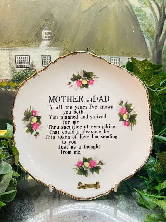 Mother Vintage Decorative Plate – Poem Gift for Mom, Made in Japan