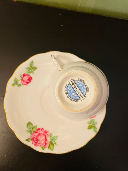 Colclough Pink Rose Bone China Tea Cup & Saucer Set