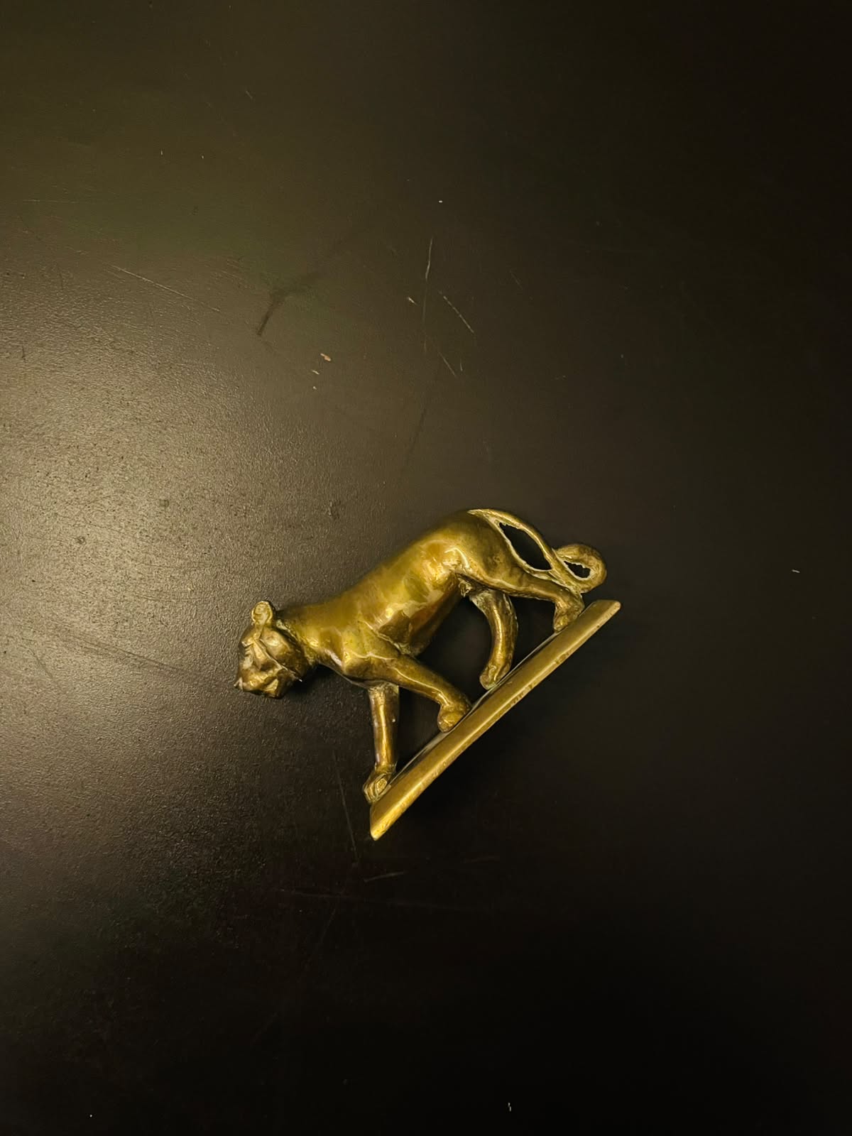 Vintage Brass Lion Figurine Mini Animal Statue