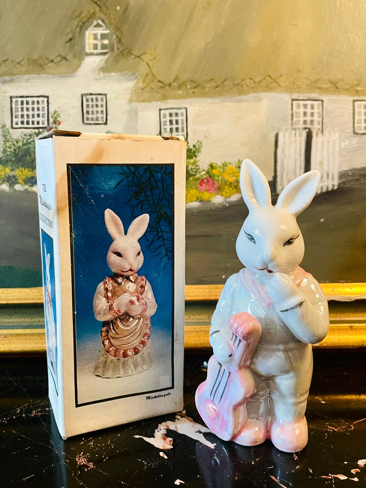Vintage Michelangelo Bunny Figurine Collection – Ceramic Rabbit Ornaments (Set of Figurines)