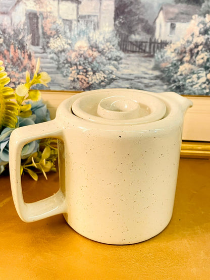 Vintage Speckled Stoneware Teapot Minimalist Ceramic Teapot