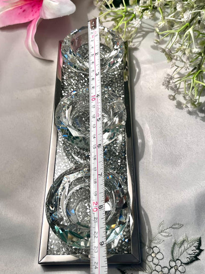 The Range Crushed Crystal Triple Tealight Holder 9.5 Inch