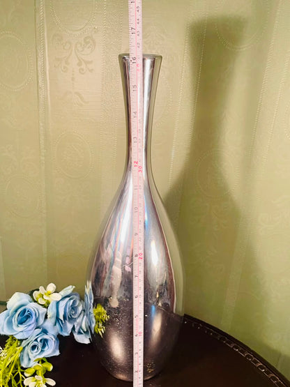 Large Silver Metallic Decorative Floor Vase – 17 Inch Modern Vase
