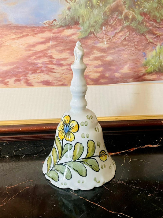 vintage ceramic bell, hand painted floral bell, antique table décor, rare thrift finds Pakistan, collectible ceramic pieces, floral vintage bell England, heritage European treasures, ceramic bell home décor, unique vintage collection, sustainable vintage thrift