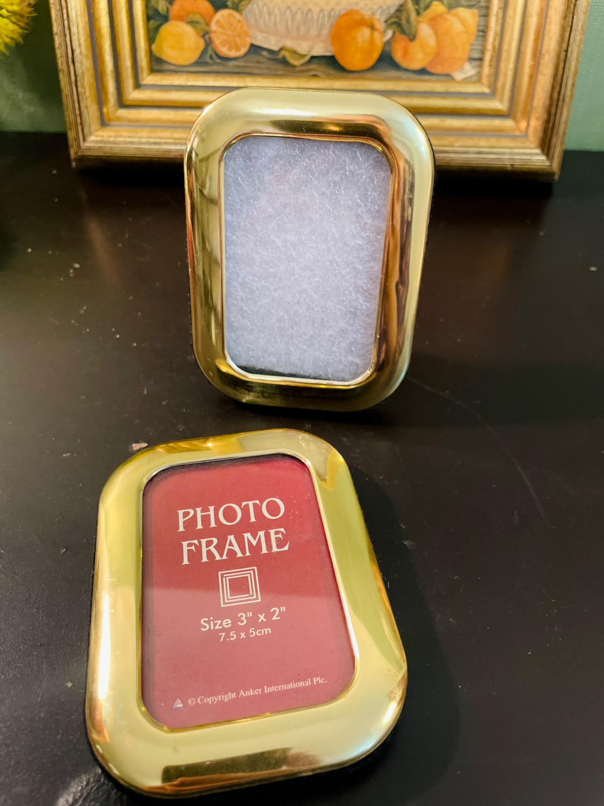 Vintage Gold Tone Photo Frame 4 Inch 3x2 Tabletop Picture Frame, Set of 2