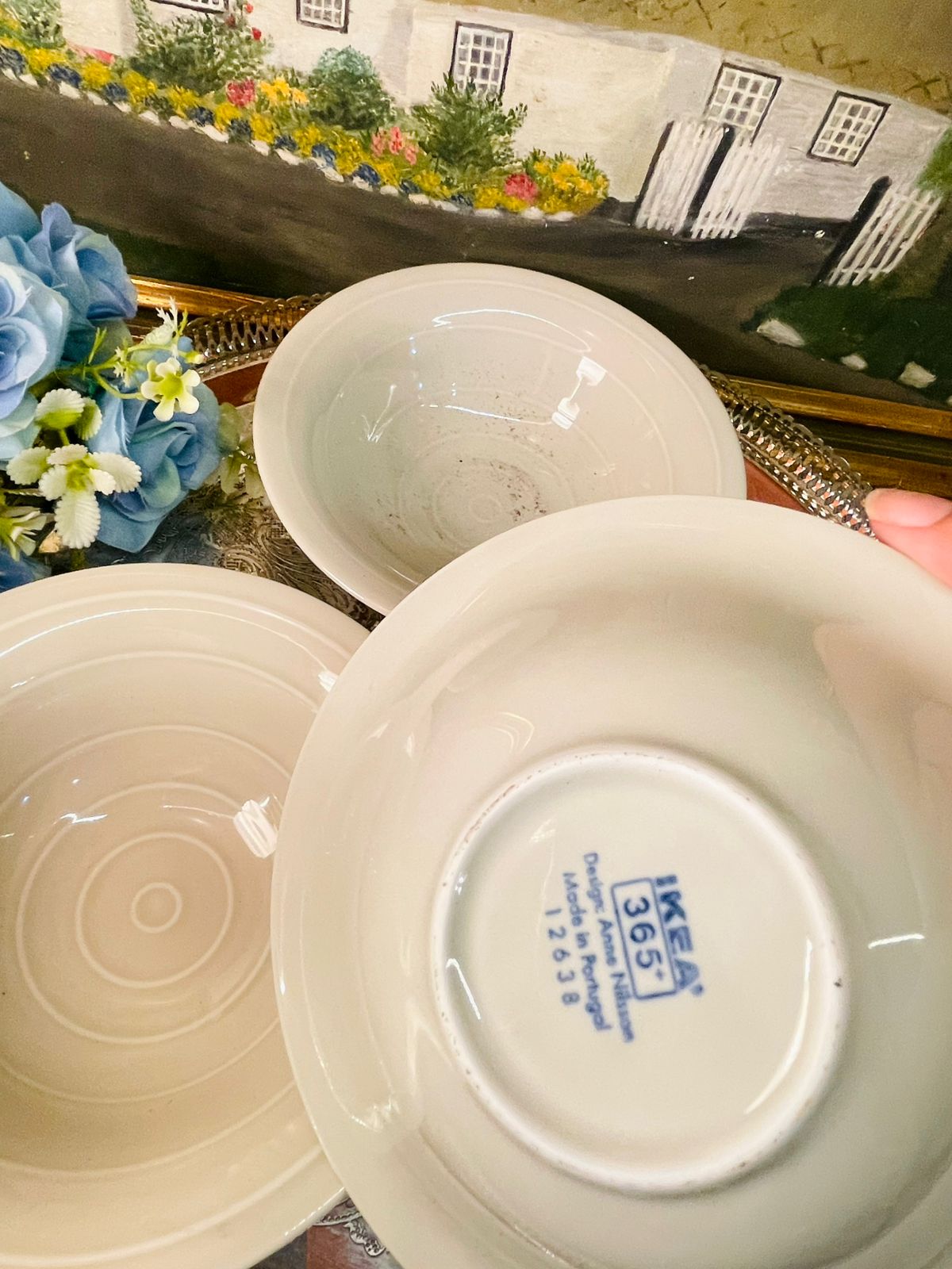 Vintage IKEA White Ceramic bowls – 6in, 4 Pieces