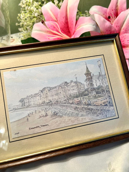 Exmouth Devon Framed Painting Brown Frame Approx. 25 cm