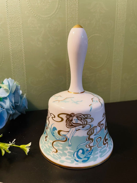 Vintage Porcelain Mermaid Bell – Coastal Nautical Collectible Decor, 6 Inch