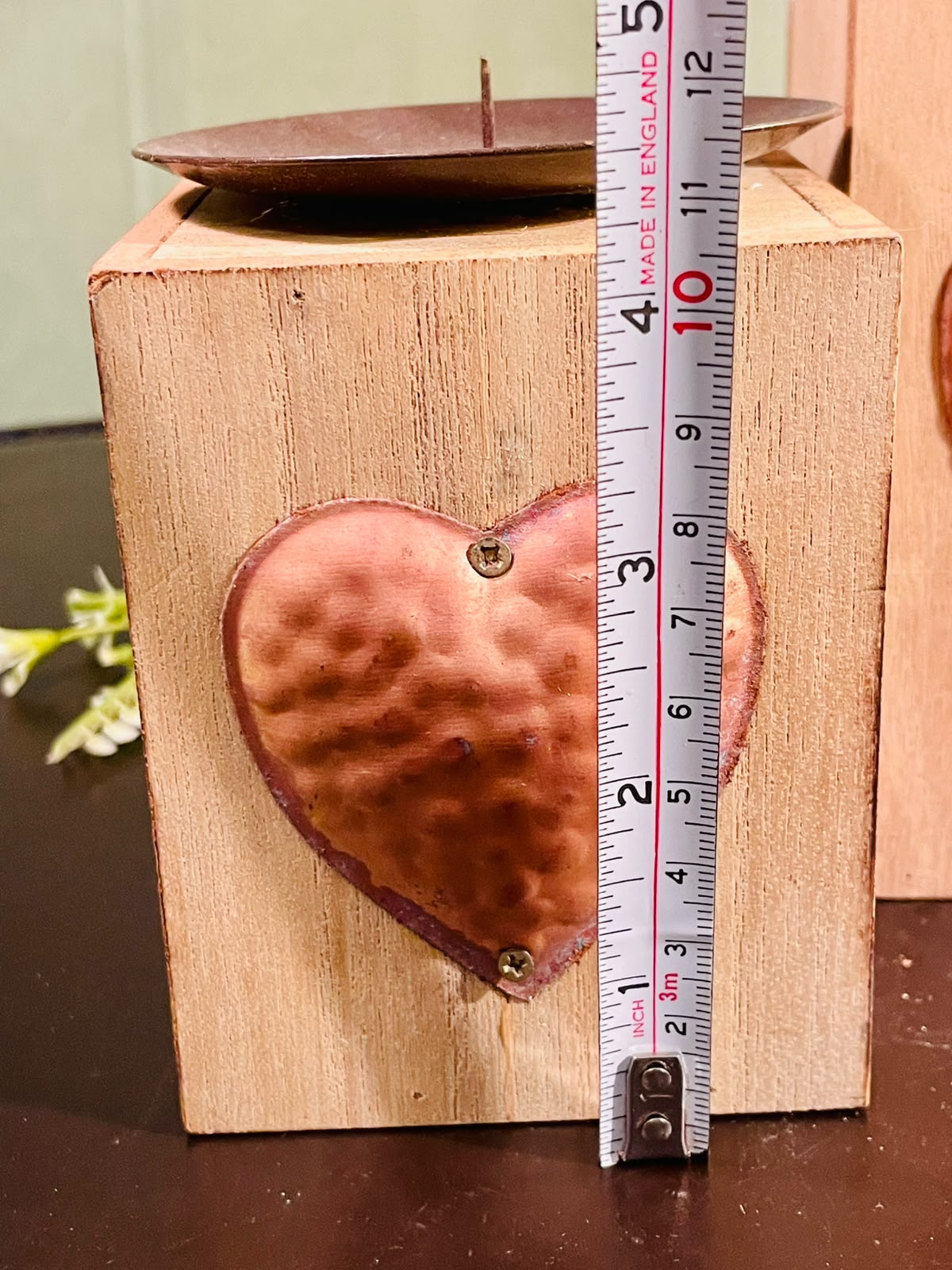 Rustic Wooden Heart Pillar Candle Holder Set – Decorative Wood Candle Stands (2 Pieces, 4 & 5 Inch)