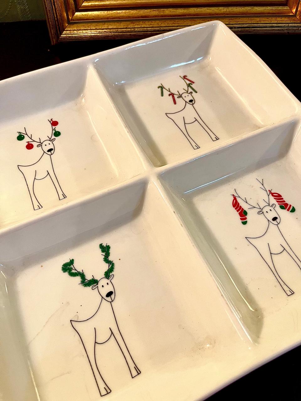 Christmas Reindeer Ceramic Divided Serving Tray 25 cm