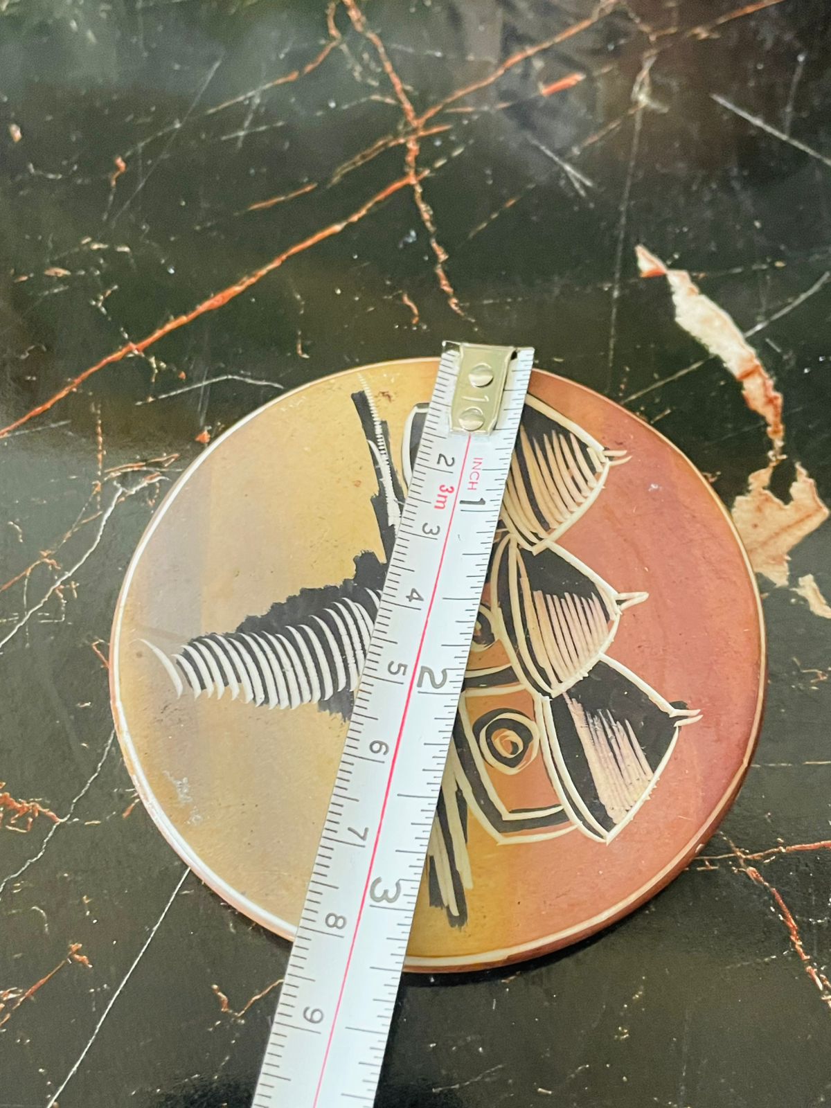 Handcrafted African Ceramic Coaster Set with Holder – Tribal Village Design (Set of 6)