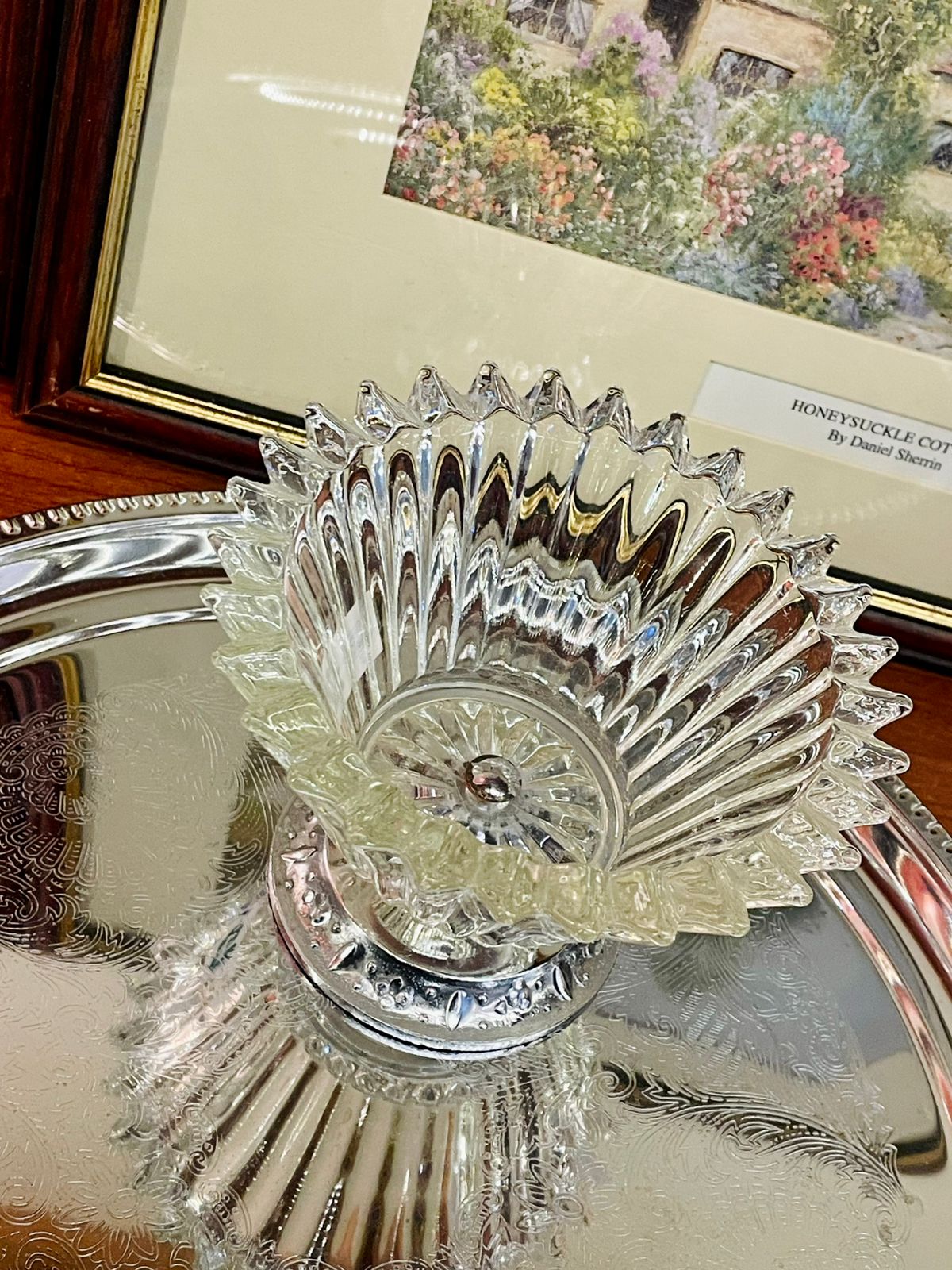 Vintage Pressed Glass Pedestal Dessert Bowl – Elegant Display Piece