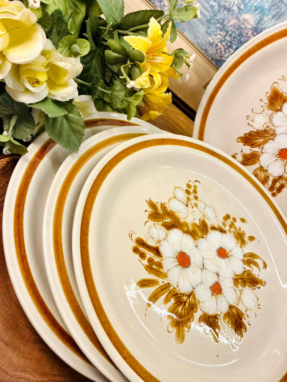 Mountain Wood Dried Flowers Dinner Plates Set of 4